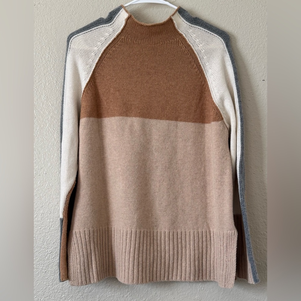 Zaket & Plover W Sz M Intarsia Funnel Neck Merino Blend Colorblock Sweater